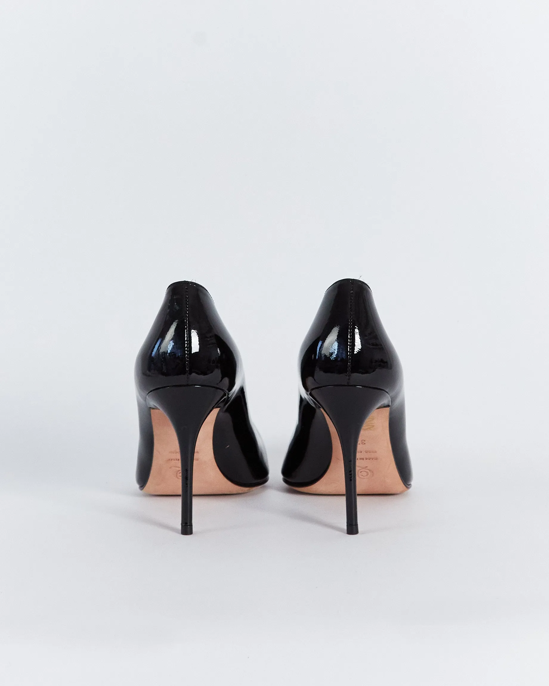 Alexander McQueen patent stiletto pumps, black, 37