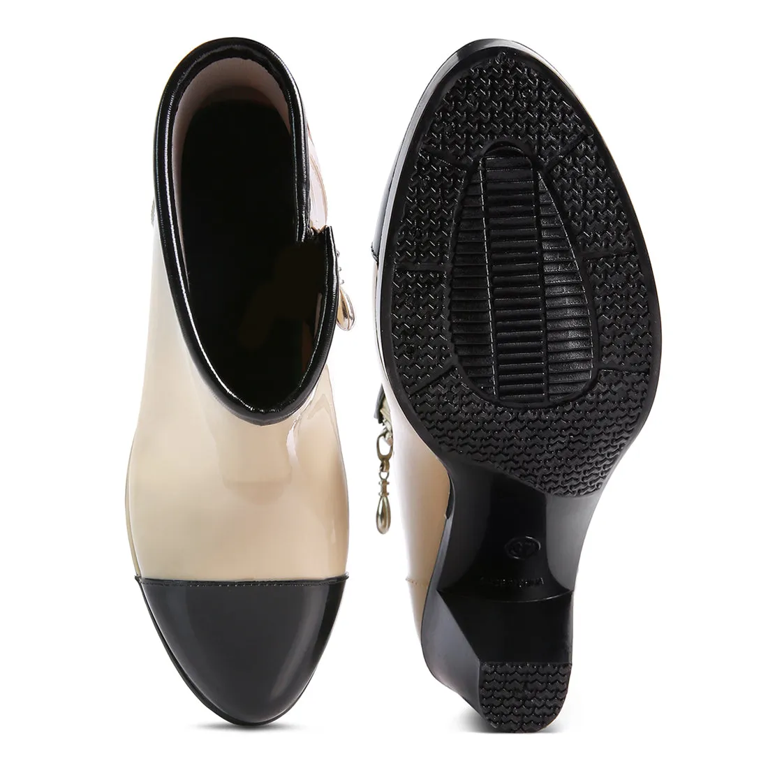 Beige Smart Block Heeled Rainboots