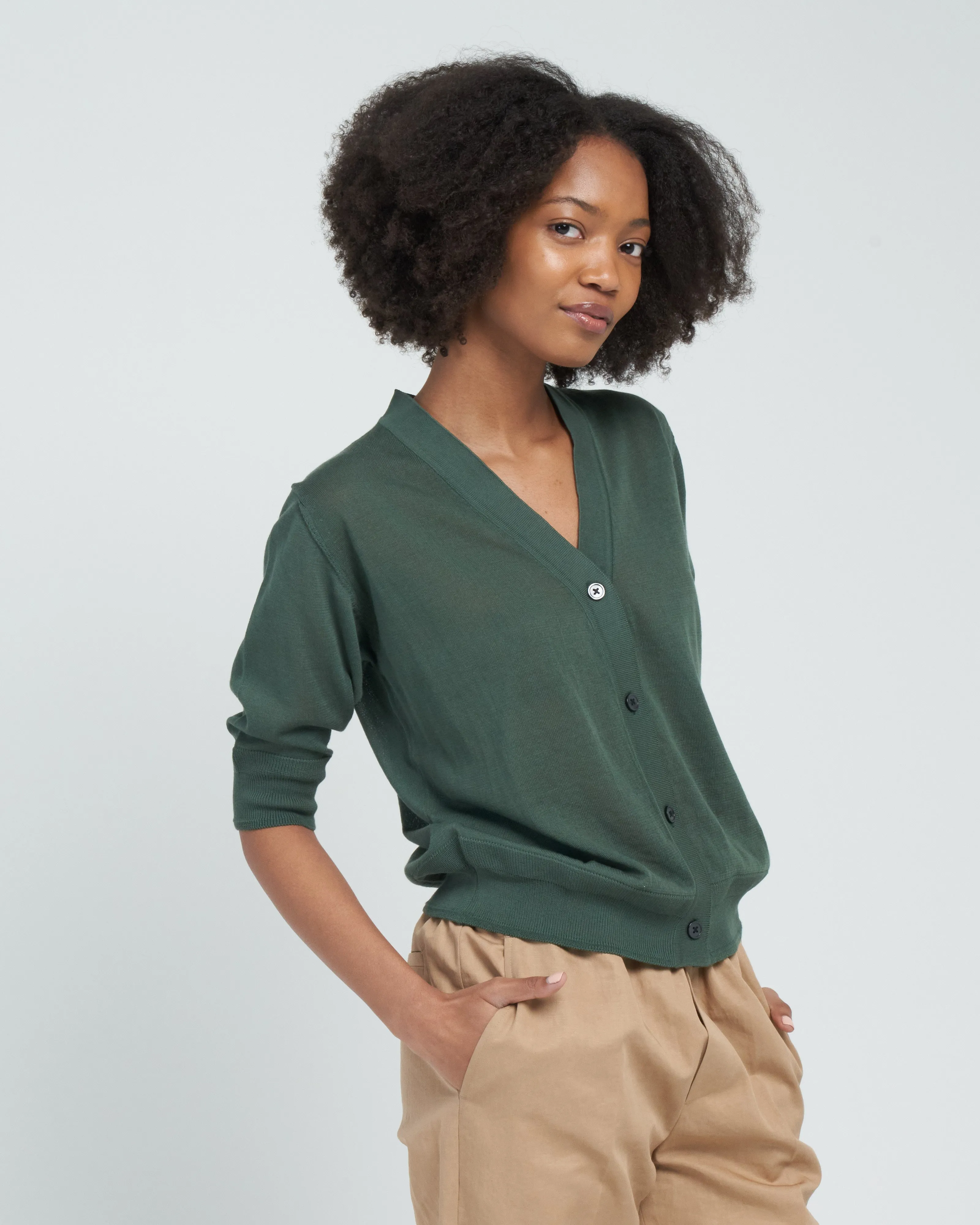 short sleeve cardigan - green