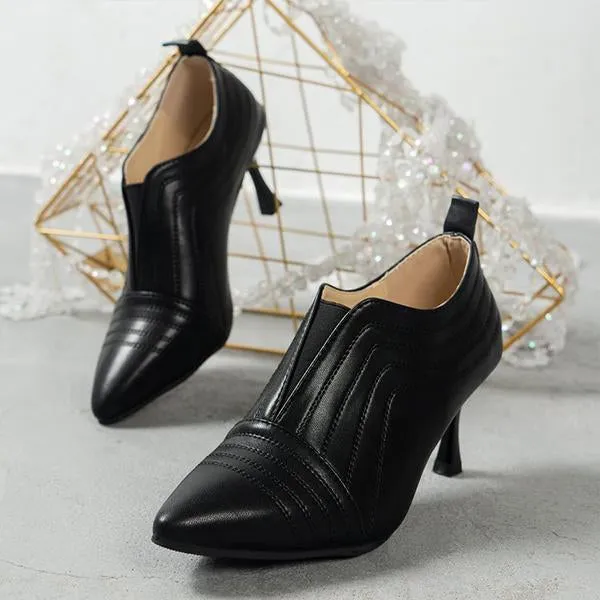 Women's Elegant Nude Pointed Toe Stiletto Ankle Boots 37325720S